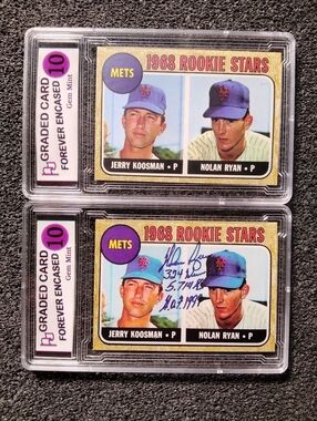 Nolan Ryan, Jerry Koosman 1968 Rookie Stars Autogrph Rookie Card Set. Graded 10